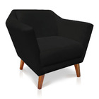 Kit Poltrona E Namoradeira Pérsia Suede Preto Pés Chanfrado C