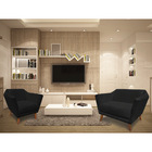 Kit Poltrona E Namoradeira Pérsia Suede Preto Pés Chanfrado C