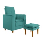 Kit Poltrona E Puff  Amamentação Confortável Ternura Suede Az