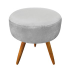 Kit Poltrona E Puff Banqueta Redonda Nina Veludo Pés Palito C