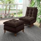 Kit Poltrona E Puff Bruxelas Veludo Kero Konforto Marrom