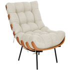 Kit Poltrona E Puff Costela Base Fixa Linho - Doce Sonho Móve