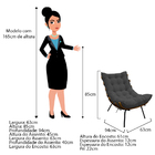 Kit Poltrona E Puff Costela Base Fixa Linho - Doce Sonho Móve