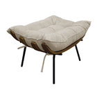 Kit Poltrona E Puff Costela Base Fixa Suede Bege - Doce Sonho