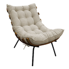 Kit Poltrona E Puff Costela Base Fixa Suede Bege - Doce Sonho