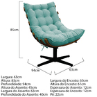 Kit Poltrona E Puff Costela Base Giratória Suede - Doce Sonho