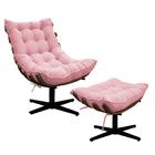 Kit Poltrona E Puff Costela Base Giratória Suede - Doce Sonho