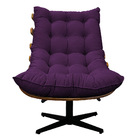 Kit Poltrona E Puff Costela Base Giratória Suede Roxo - Doce