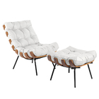 Kit Poltrona E Puff Costela Couro Platinum Decor Branco