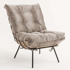 Kit Poltrona E Puff Costela Decorativa Sala De Estar Suede Be