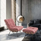 Kit Poltrona E Puff Costela Decorativa Sala De Estar Suede Ro