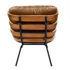 Kit Poltrona E Puff Costela Em Couro Caramelo - Wed Decor