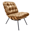 Kit Poltrona E Puff Costela Em Couro Caramelo - Wed Decor