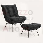 Kit Poltrona E Puff Costela Industrial Ferro Preto Sala De Es