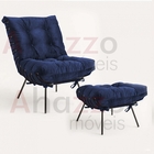 Kit Poltrona E Puff Costela Industrial Ferro Preto Sala De Es