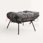 Kit Poltrona E Puff Costela Industrial Ferro Preto Sala De Es