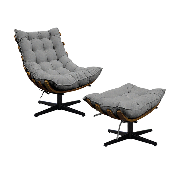 Kit Poltrona E Puff Costela Mr01 Base Giratória Corano - Amar