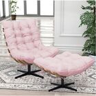 Kit Poltrona E Puff Costela Mr01 Base Giratória Corano - Doce