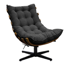 Kit Poltrona E Puff Costela Mr01 Base Giratória Linho - Amare