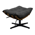 Kit Poltrona E Puff Costela Mr01 Base Giratória Linho - Amare