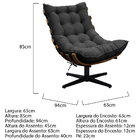 Kit Poltrona E Puff Costela Mr01 Base Giratória Linho - Amare