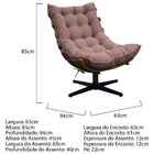 Kit Poltrona E Puff Costela Mr01 Base Giratória Linho - Doce