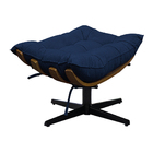 Kit Poltrona E Puff Costela Mr01 Base Giratória Suede - Amare