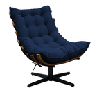 Kit Poltrona E Puff Costela Mr01 Base Giratória Suede - Amare