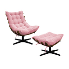 Kit Poltrona E Puff Costela Mr01 Base Giratória Suede - Amare