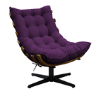 Kit Poltrona E Puff Costela Mr01 Base Giratória Suede - Amare