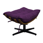 Kit Poltrona E Puff Costela Mr01 Base Giratória Suede - Doce