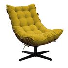 Kit Poltrona E Puff Costela Mr01 Base Giratória Suede - Doce