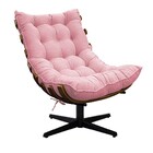 Kit Poltrona E Puff Costela Mr01 Base Giratória Suede - Doce