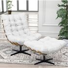 Kit Poltrona E Puff Costela Mr01 Base Giratória Suede - Doce