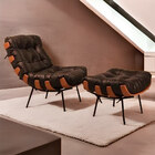 Kit Poltrona E Puff Costela Para Sala E Quarto Corano Marrom