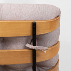 Kit Poltrona E Puff Costela Para Sala E Quarto Linho Café Com