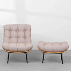 Kit Poltrona E Puff Costela Para Sala E Quarto Linho Café Com