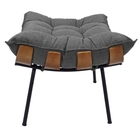 Kit Poltrona E Puff Costela Para Sala E Quarto Linho Grafite