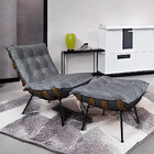 Kit Poltrona E Puff Costela Para Sala E Quarto Veludo Grafite