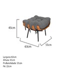 Kit Poltrona E Puff Costela Pés Fixo Linho Chumbo - Doce Sonh