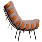 Kit Poltrona E Puff Costela Pés Fixo Linho Rosê - Doce Sonho