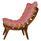 Kit Poltrona E Puff Costela Suede Base Madeira Castanho - Pal