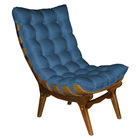 Kit Poltrona E Puff Costela Suede Base Madeira Castanho - Pal