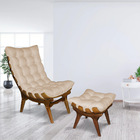 Kit Poltrona E Puff Costela Suede Base Madeira Castanho - Pal