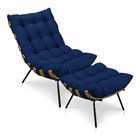 Kit Poltrona E Puff Costela Suede Base Metálica - Pallazio -