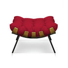 Kit Poltrona E Puff Costela Suede Base Metálica - Pallazio -