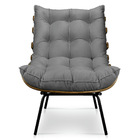 Kit Poltrona E Puff Costela Suede Base Metálica - Pallazio -