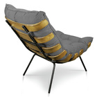 Kit Poltrona E Puff Costela Suede Base Metálica - Pallazio -