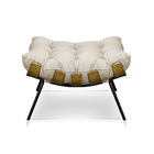 Kit Poltrona E Puff Costela Suede Base Metálica - Pallazio -