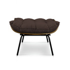 Kit Poltrona E Puff Costela Suede Marrom Base Metálica - Pall